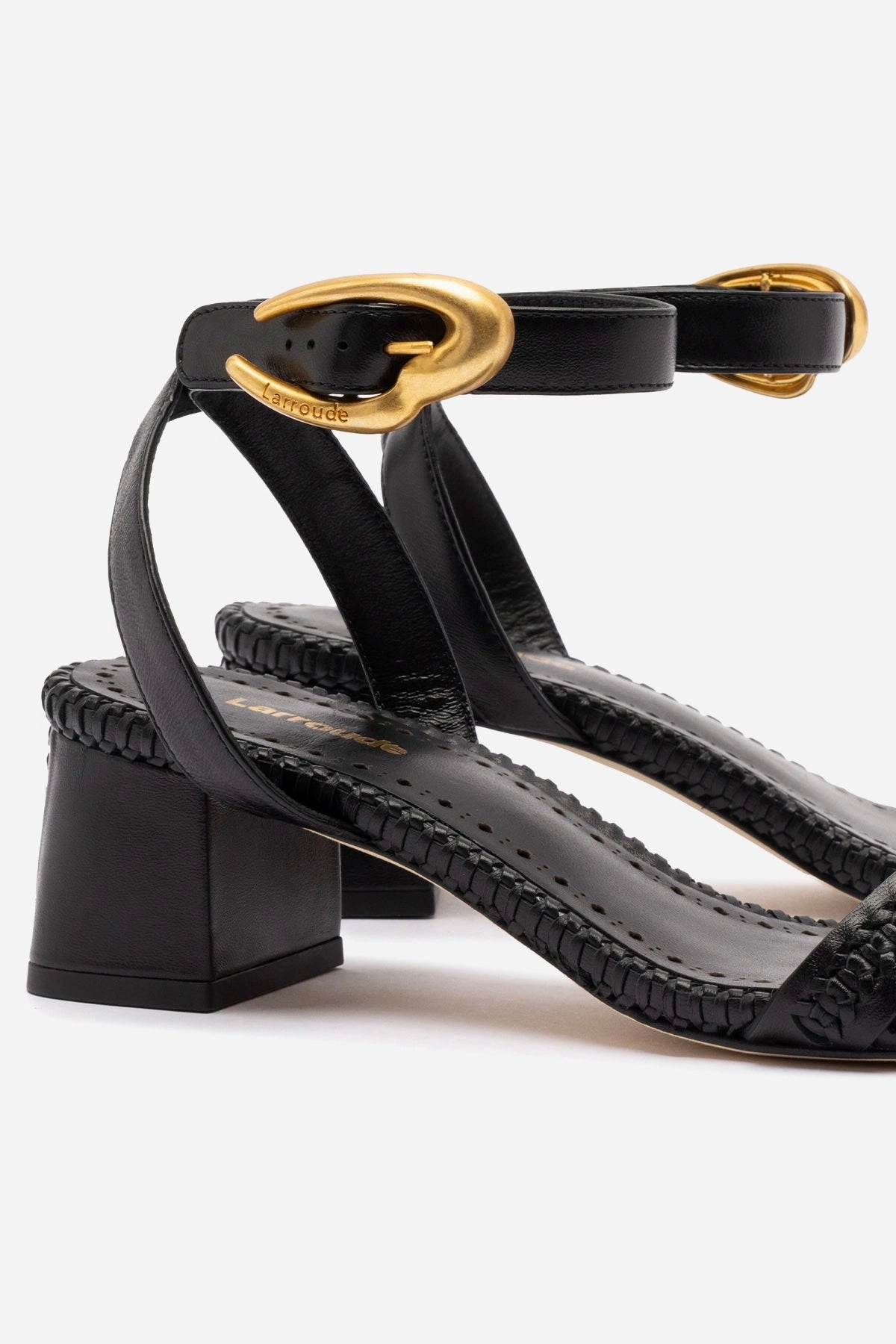 Field Power Linen Air Verona Block Sandal In Black Leather
