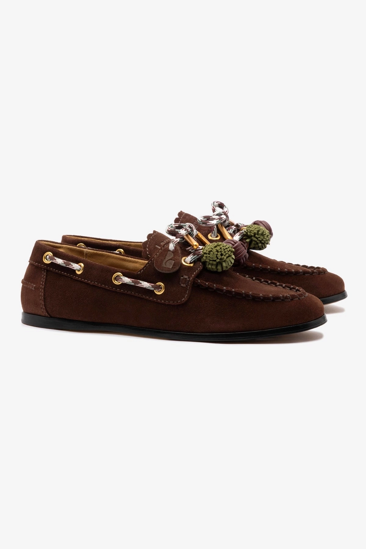 Cyprus Boat Shoe In Brown Suede Matte Edge