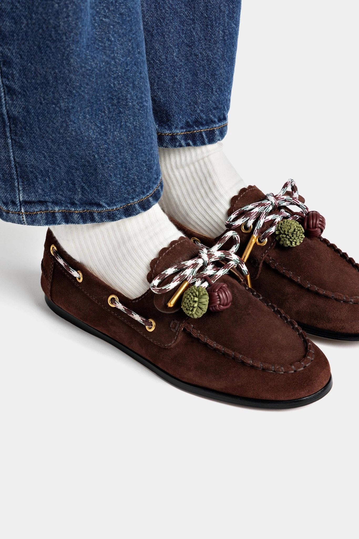 hook and loop closure Cyprus Boat Shoe In Brown Suede
