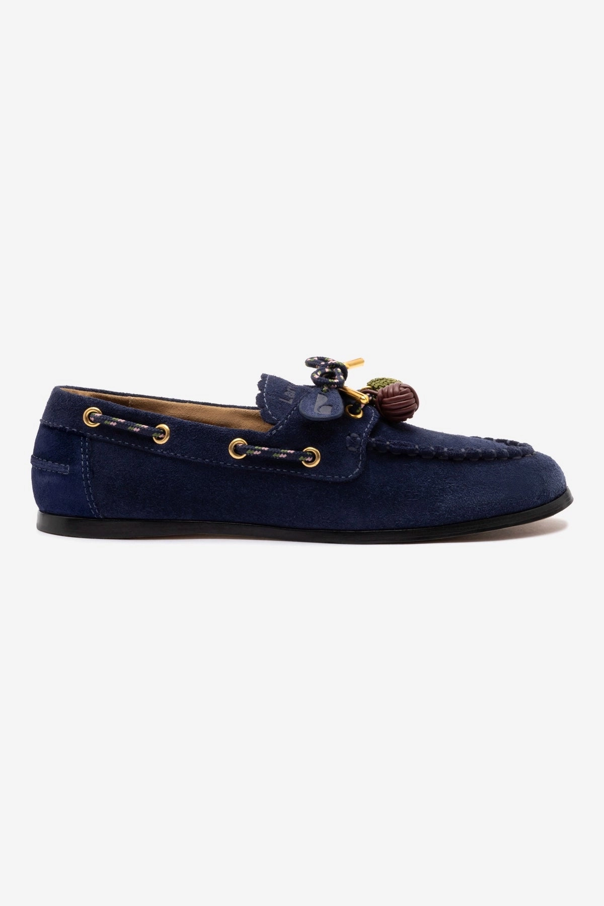 Stretchable Collar Design Cyprus Boat Shoe In Navy Suede