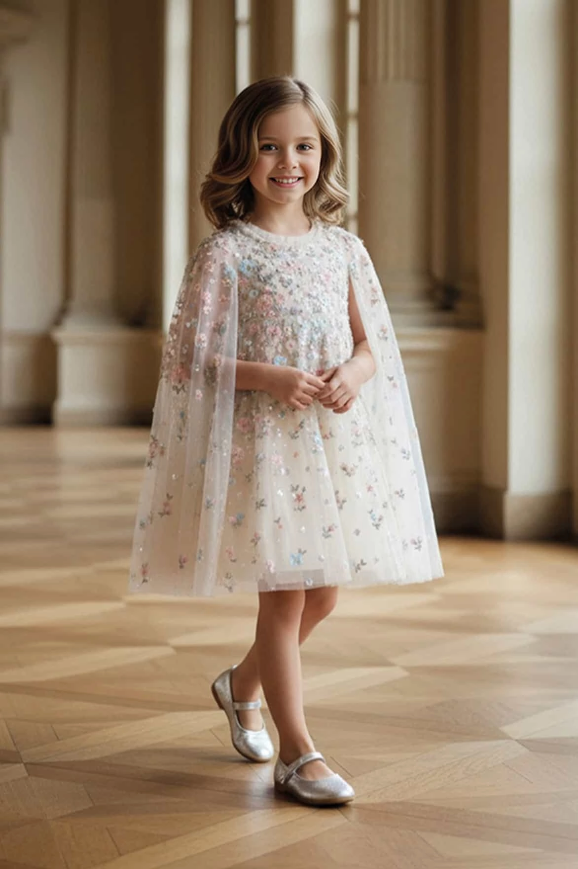 Dahlia Ditsy Cape Kids Dress Lightweight insulation Sustainable Manufacturing Process