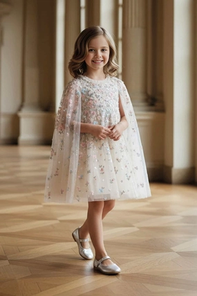 Dahlia Ditsy Cape Kids Dress Lightweight insulation Sustainable Manufacturing Process