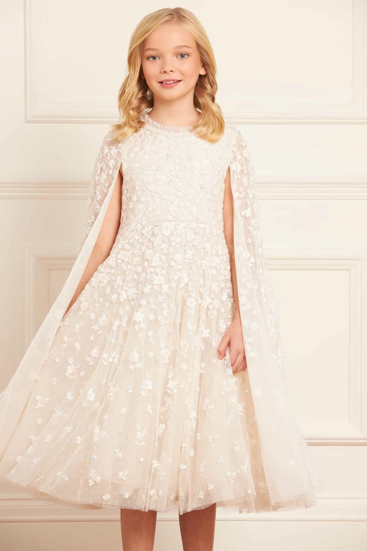 Dahlia Ditsy Cape Kids Dress DualLayer Weave