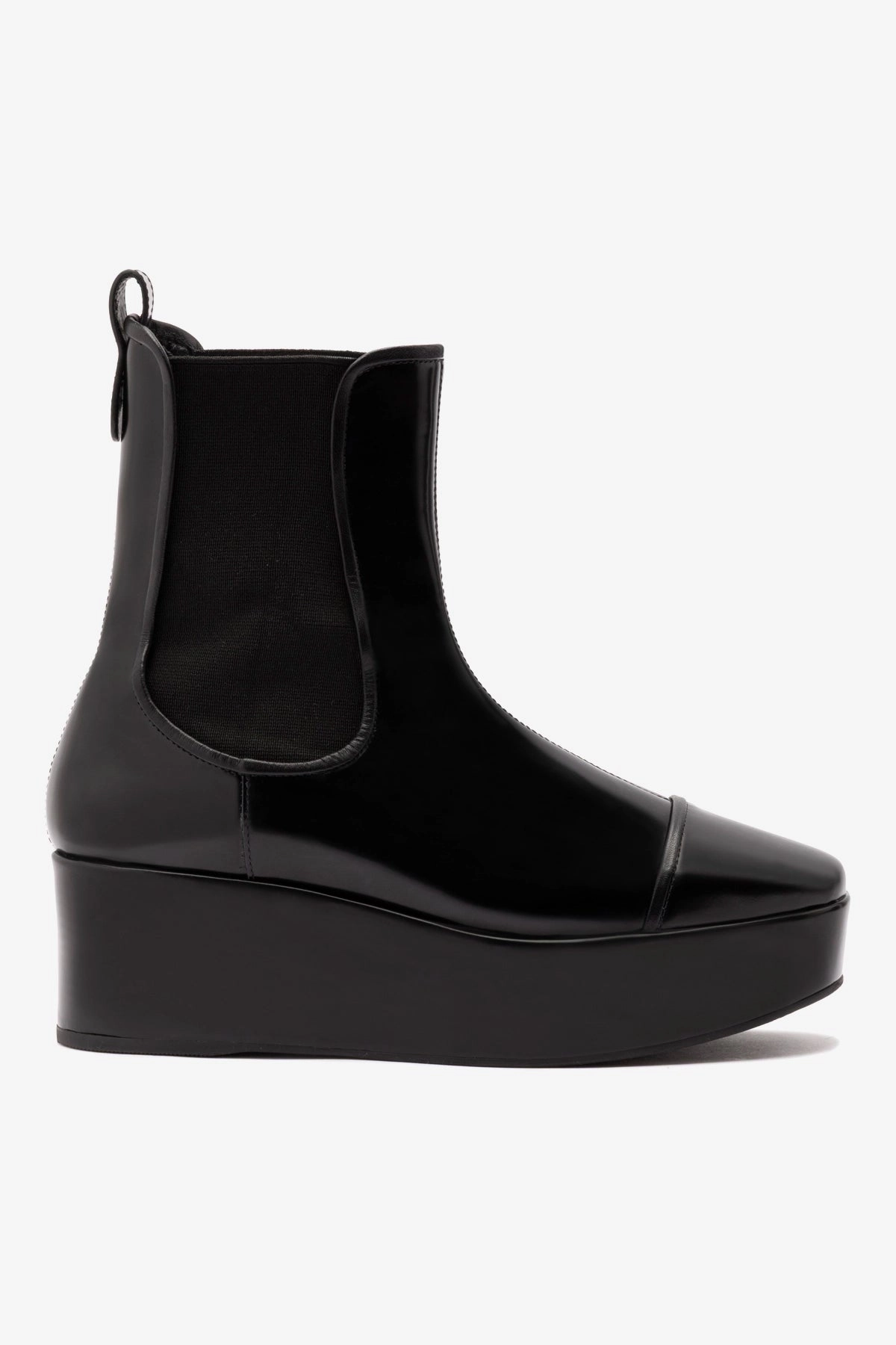 Dani Chelsea Flatform Boot In Black Box Leather Rain Safe Sun Guard