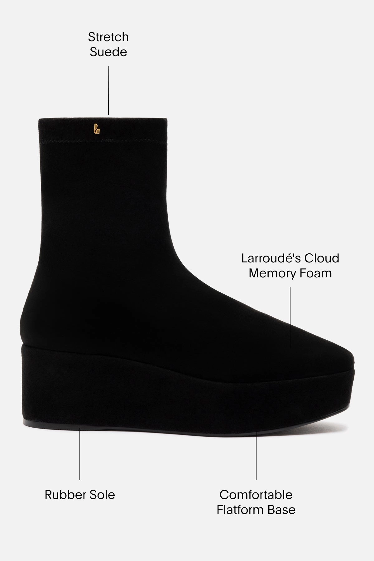 Dad Style Dani Flatform Boot In Black Suede
