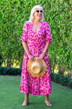 Layering Piece Luxe Comfort Daphne Dress / Magenta