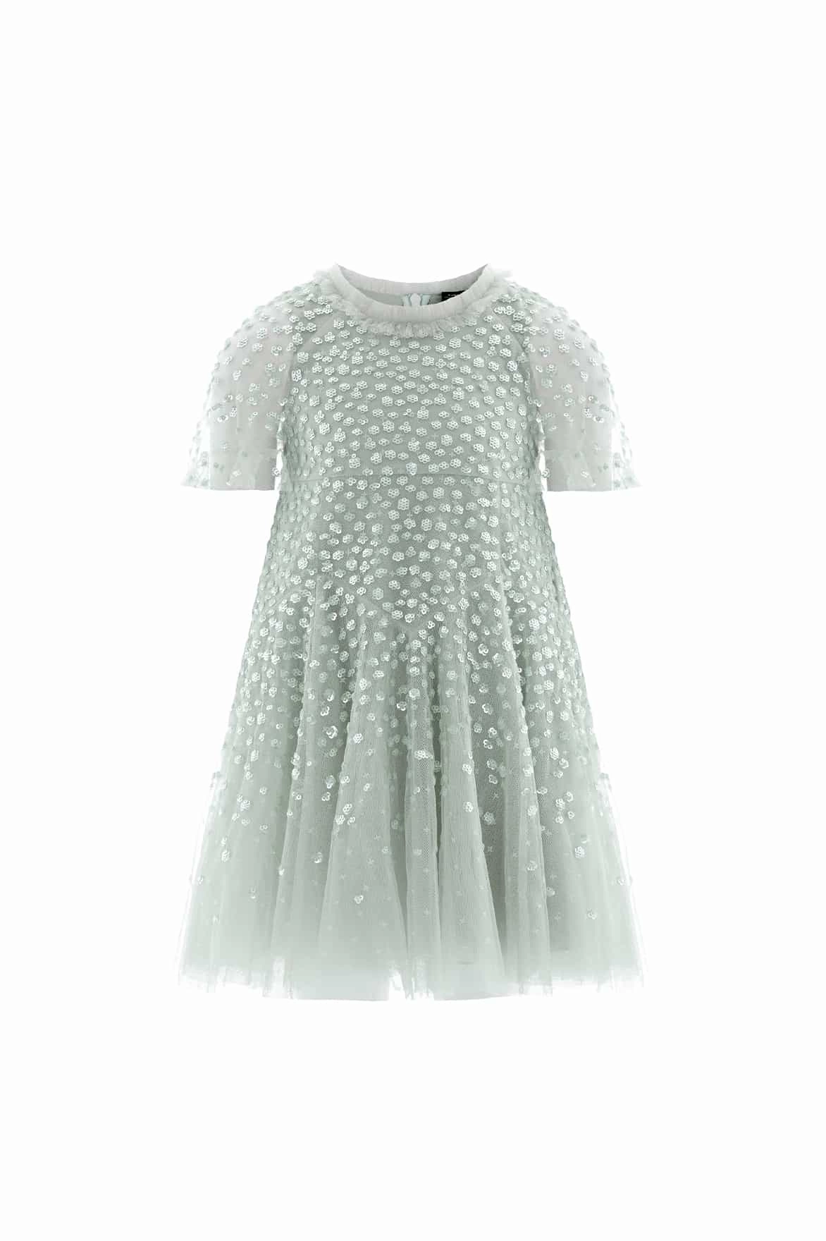 NonRestrictiveCut Dappled Sequin Short Cape Kids Dress