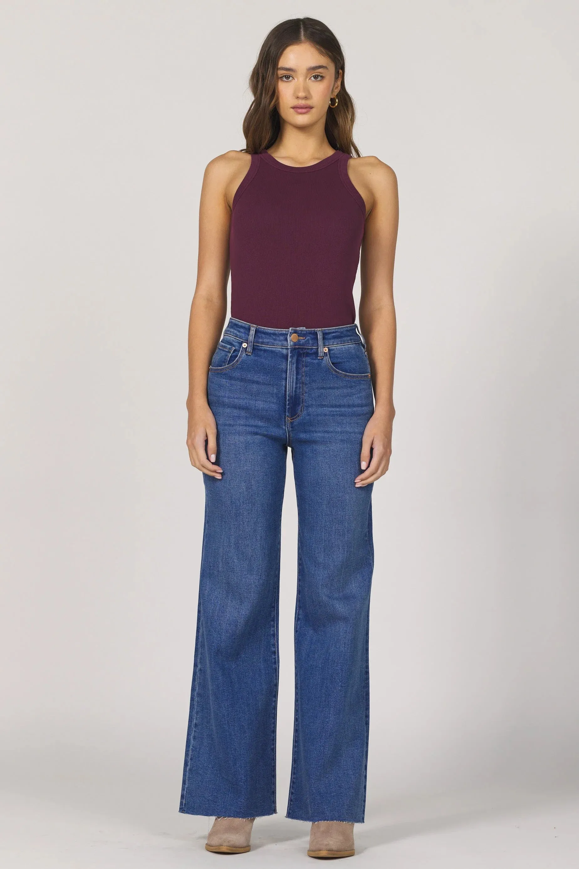 Dear John Fiona Wide Leg Jean in Midtown Quality Wear Neutral Casual Streetwear Fan