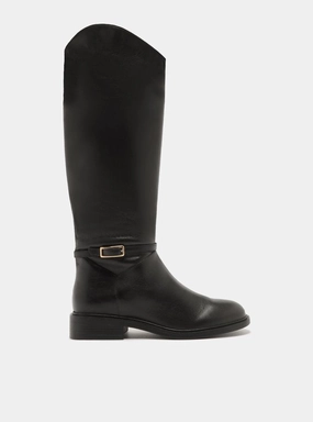 Mckenna Leather Wide  Block Boot Zip Up Vintage Love