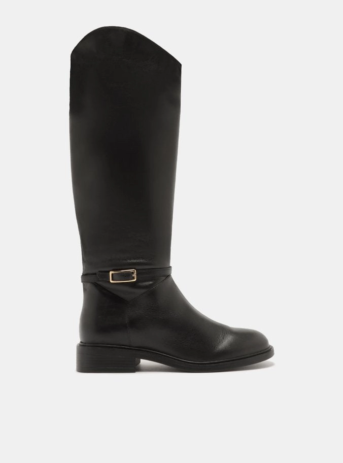 Mckenna Leather Wide  Block Boot Zip Up Vintage Love