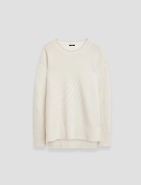 Street Comforted Plush Inner Lining Diagonal Knit Round Neck Jumper