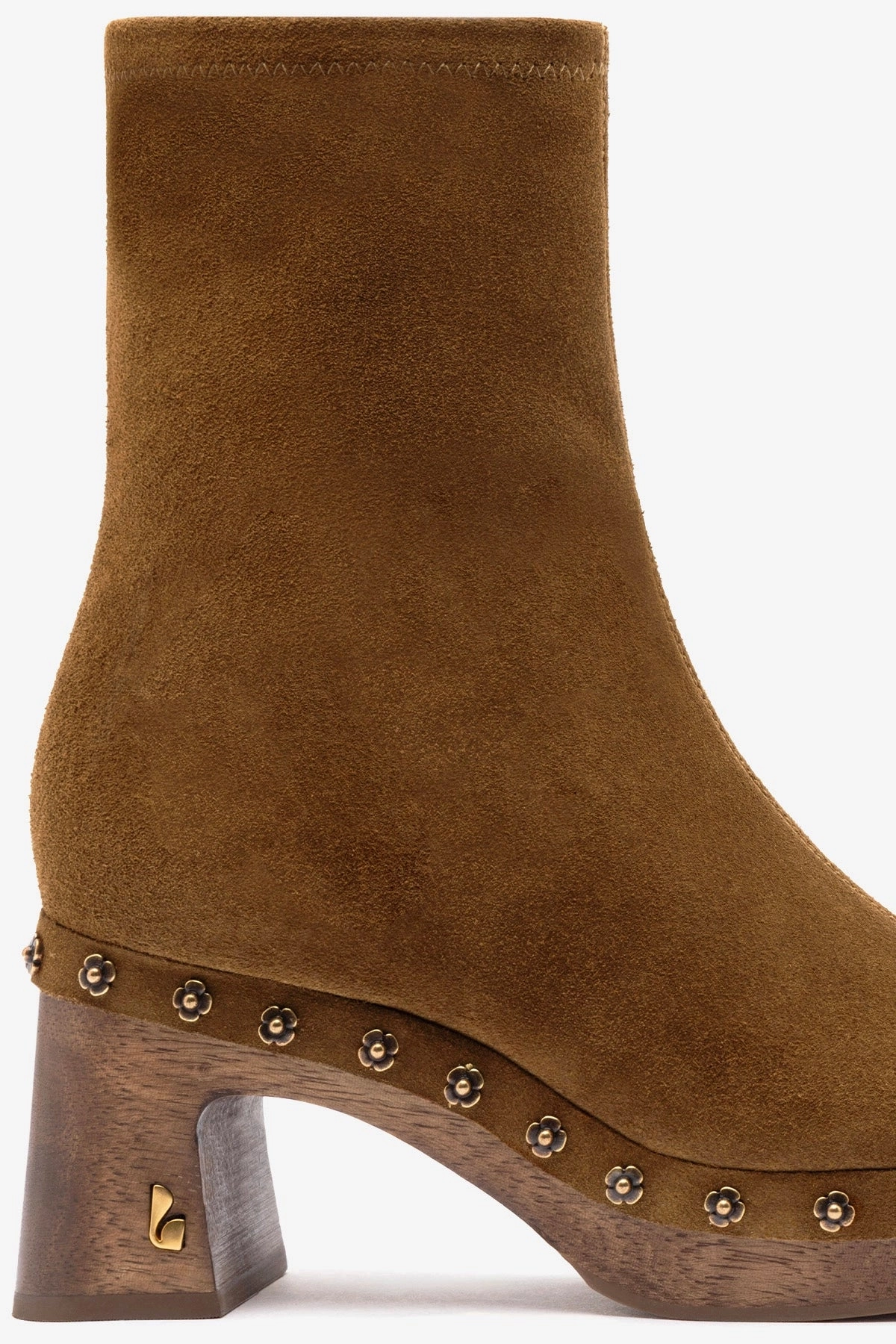 Dolly Low Wooden In Russet Suede Cool Pop