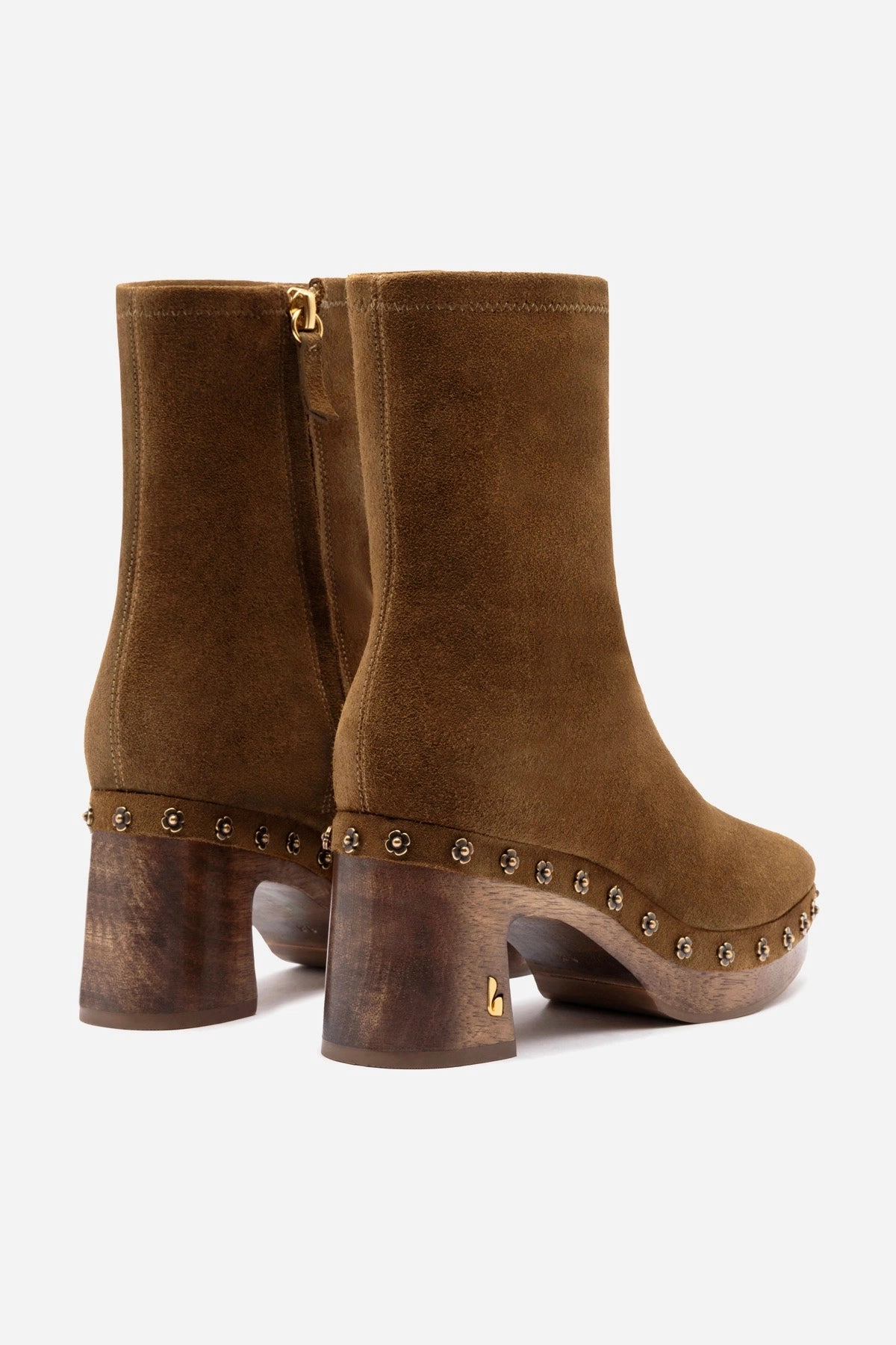 water proof Heat Mode Dolly Low Wooden In Russet Suede