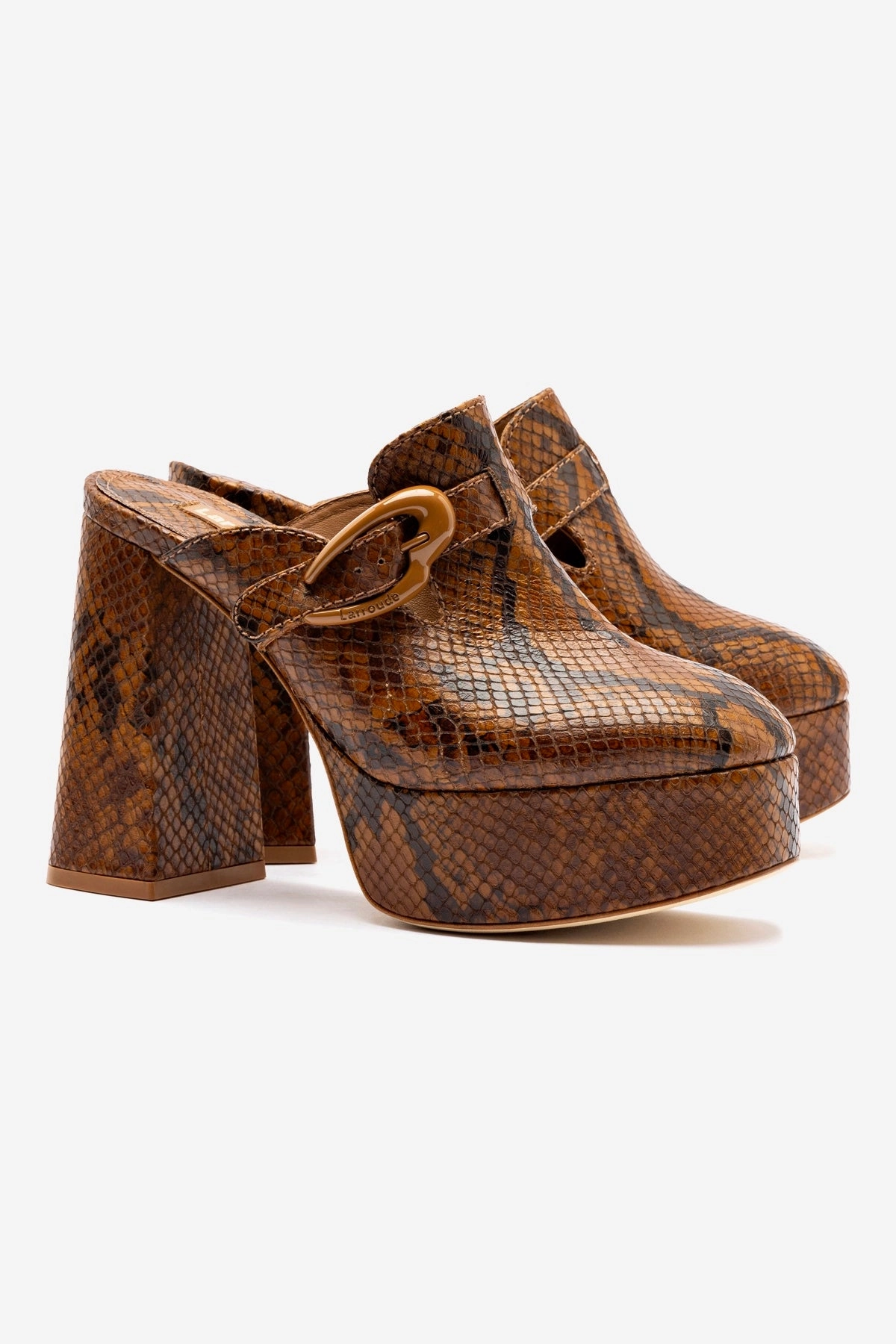 Adjustable Dolly Verona Clog In Oud Python Embossed Leather