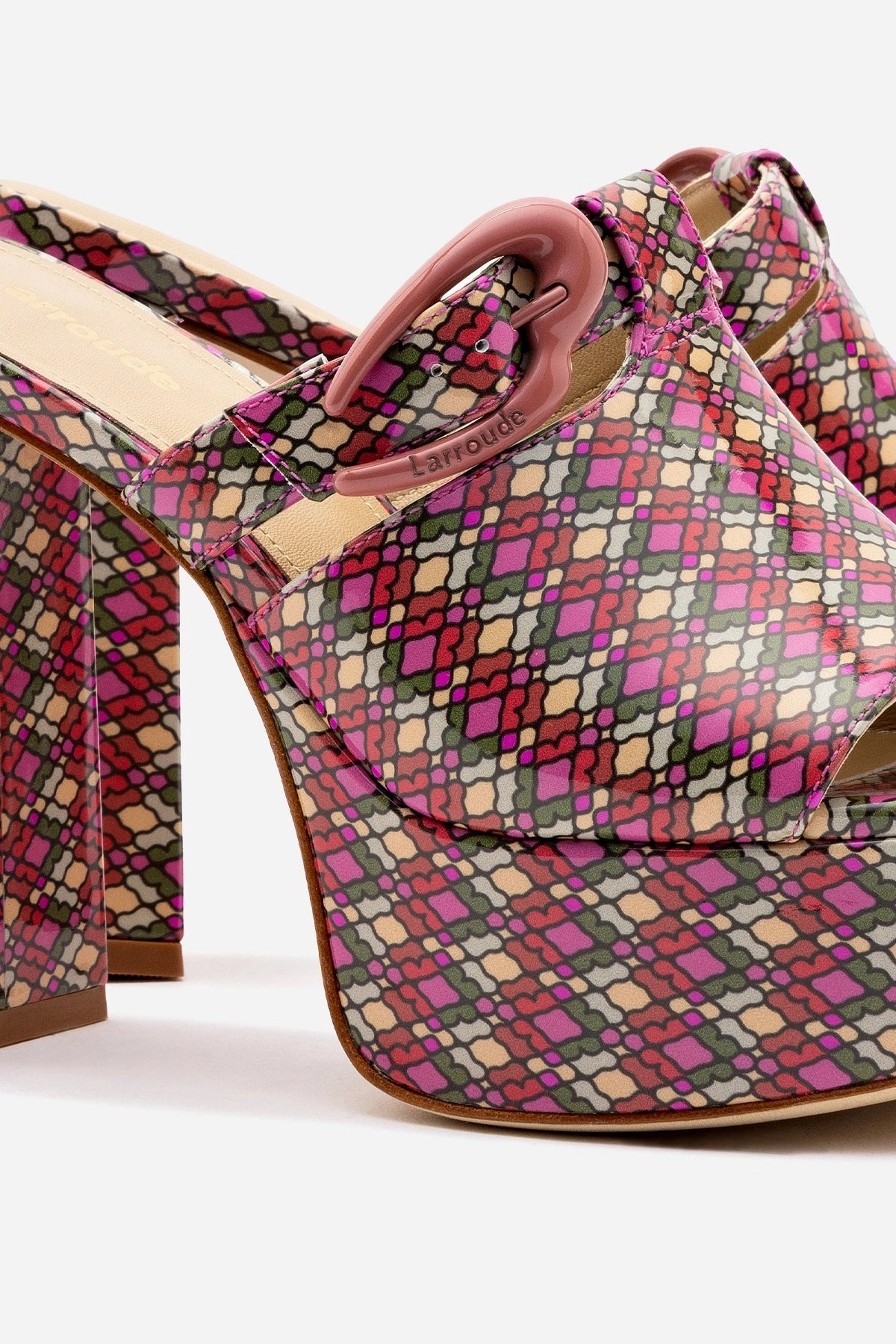 Wide Path Dolly Verona Mule In Pink Vichy Patent Leather