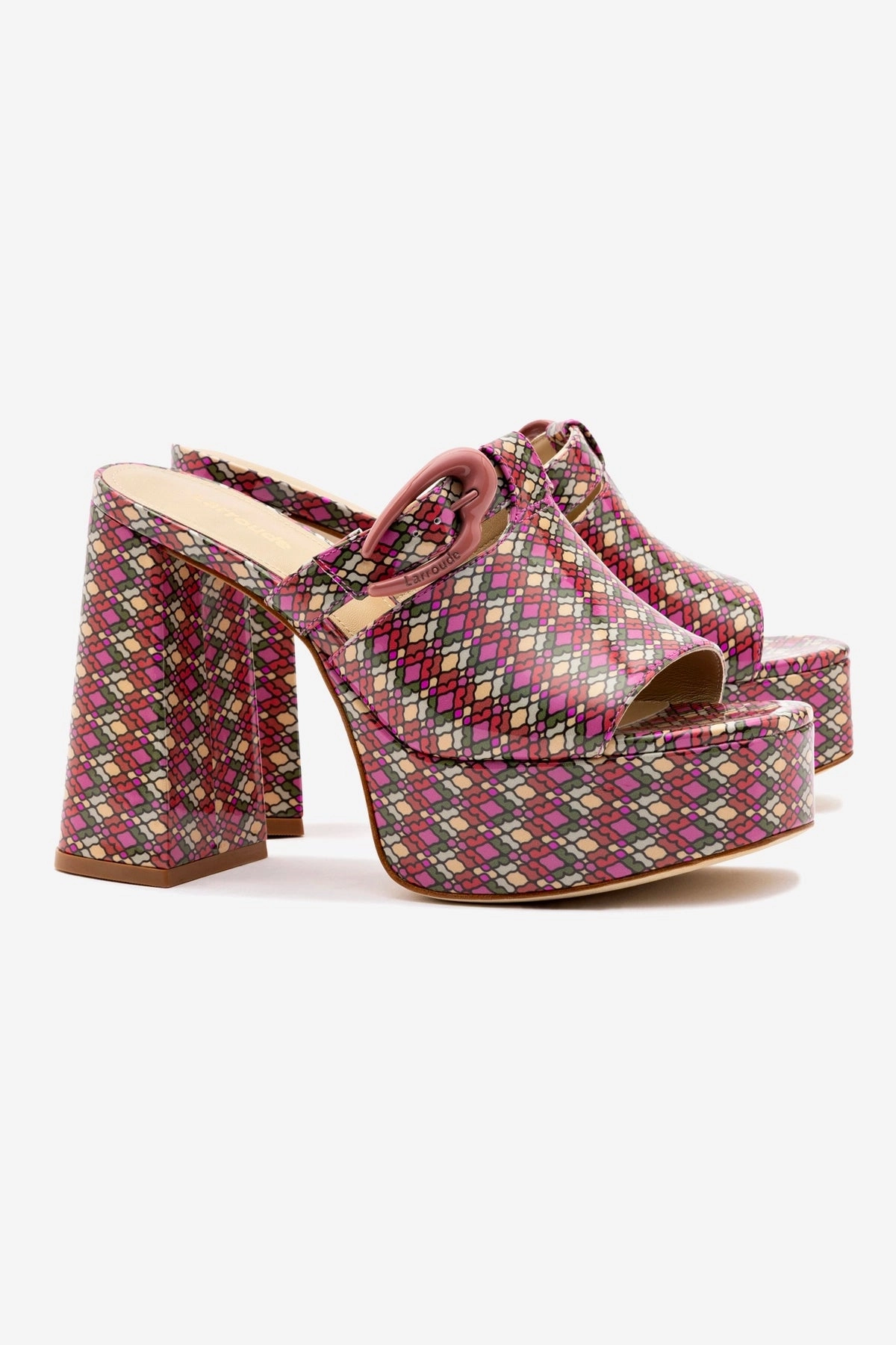 Dolly Verona Mule In Pink Vichy Patent Leather Comfort Outsole