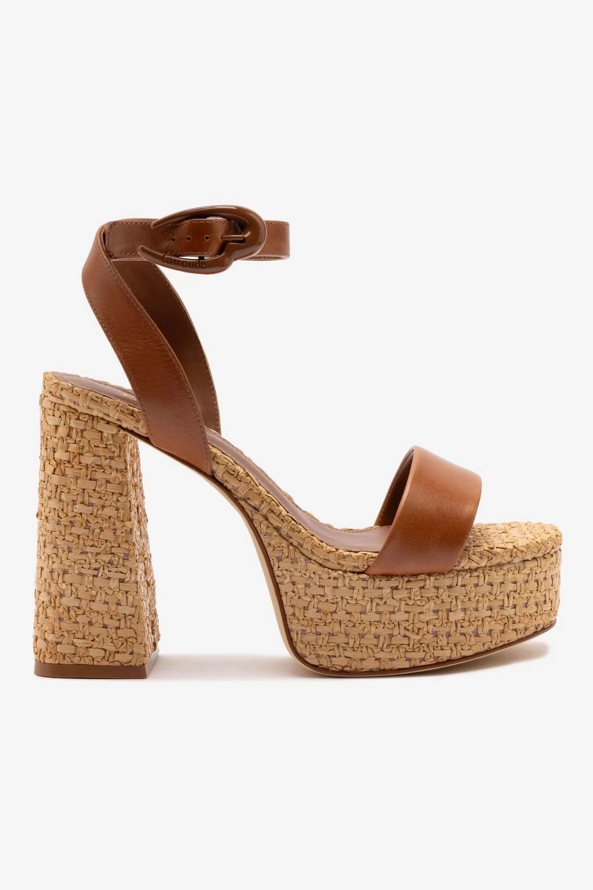 Dolly Verona Sandal In Caramel Leather and Natural Raffia Performance
