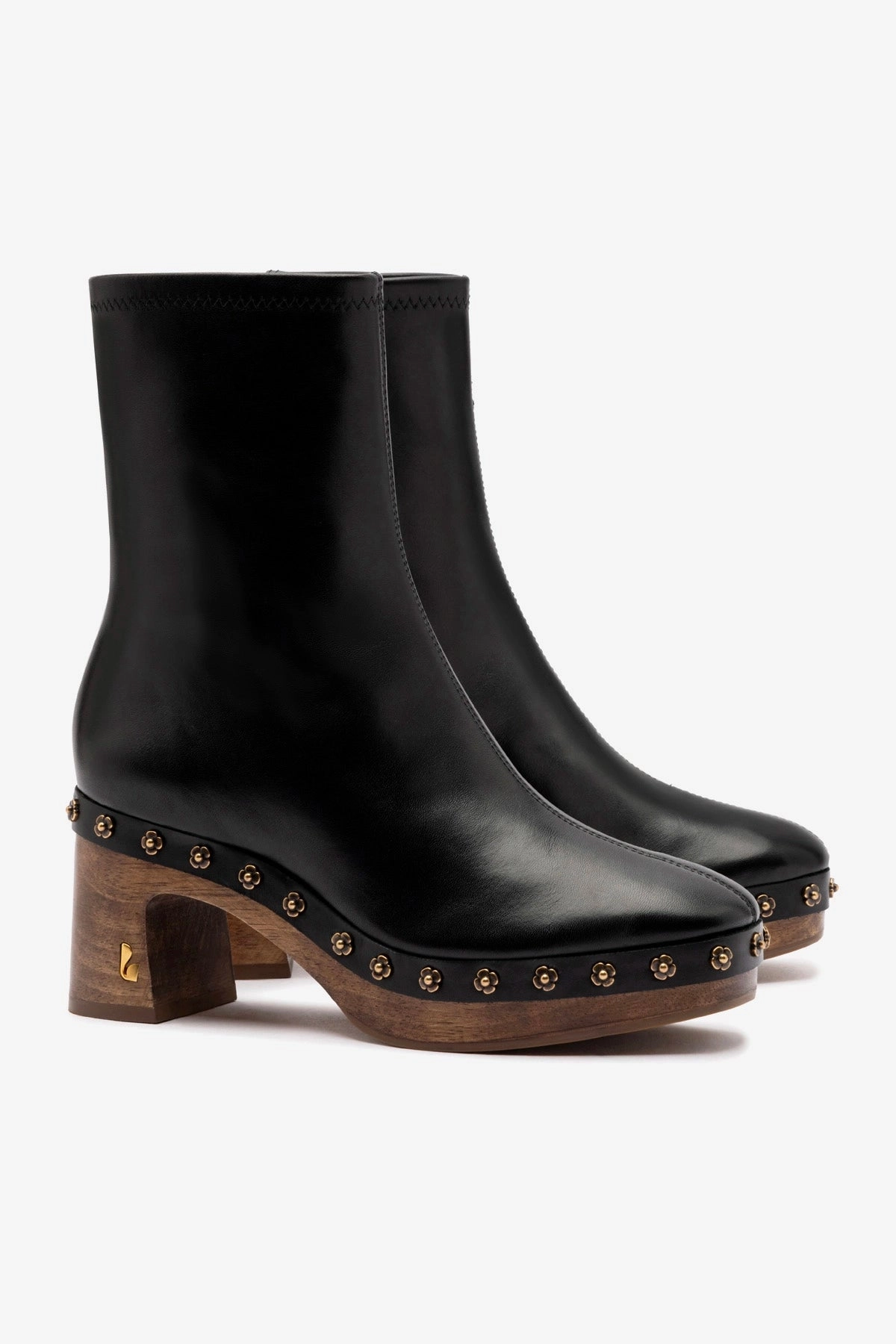 Power Grip Hot Day Dolly Wooden Boot Low In Black Leather