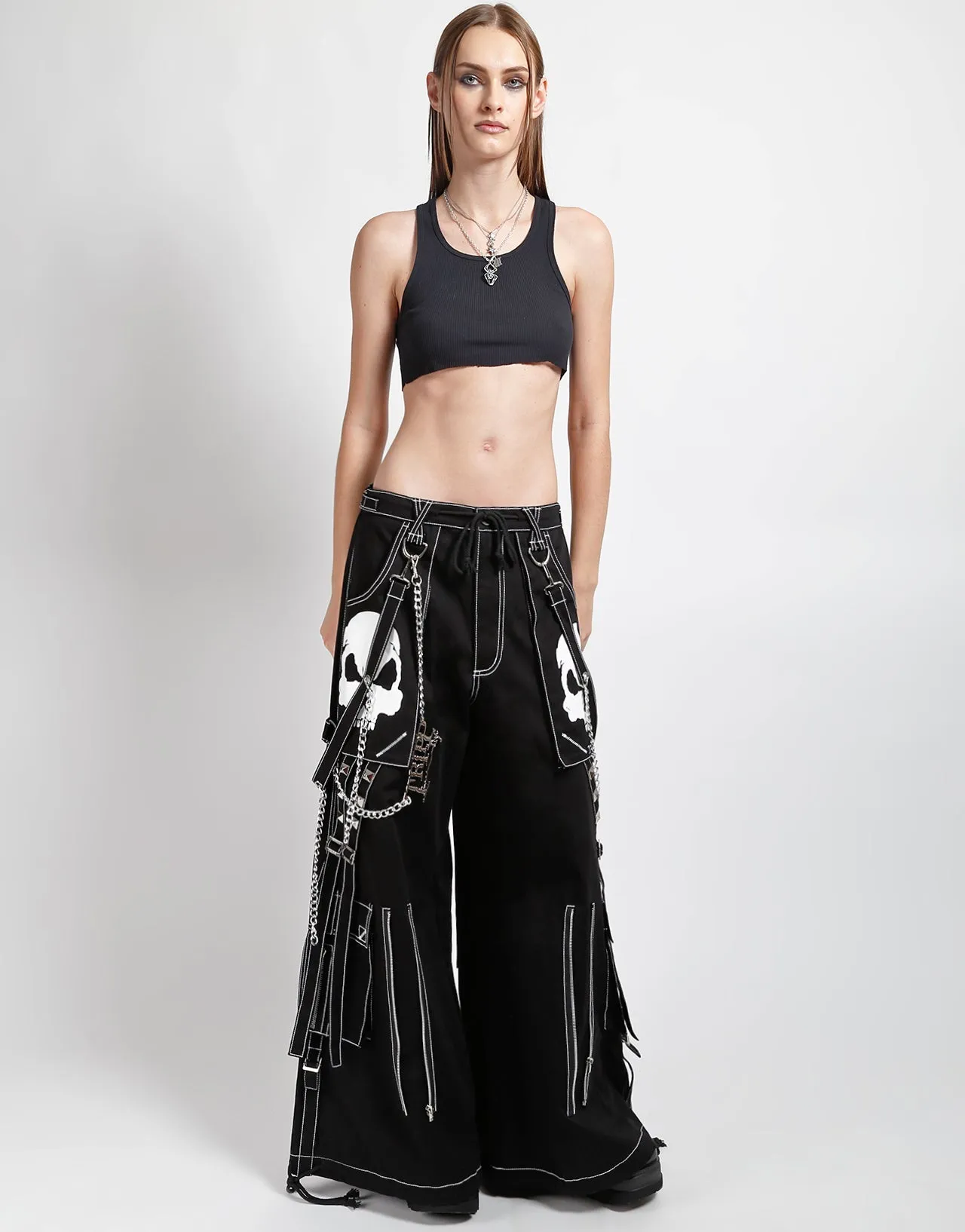 work mode DOOM SKULL PANT WHITE