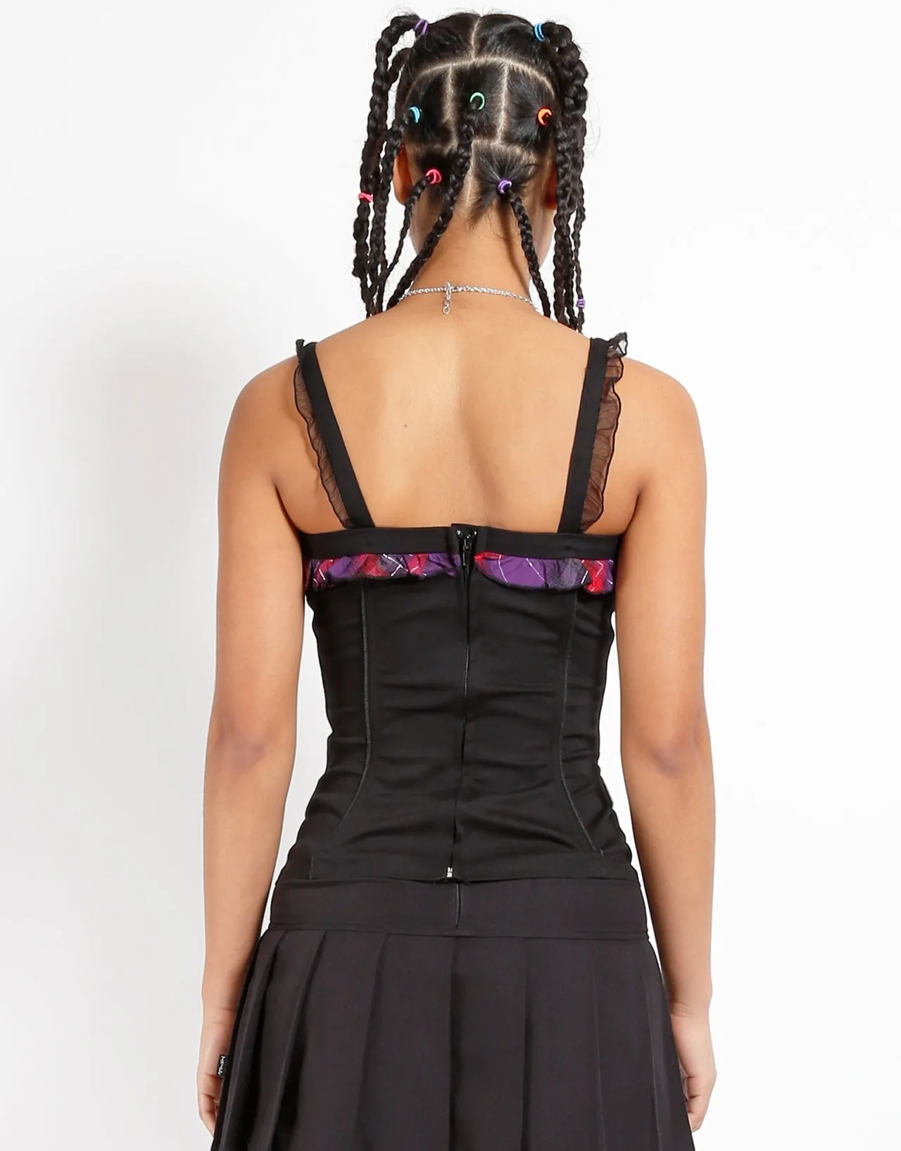 Regular Fit RUFFLE PLAID LACEUP CORSET