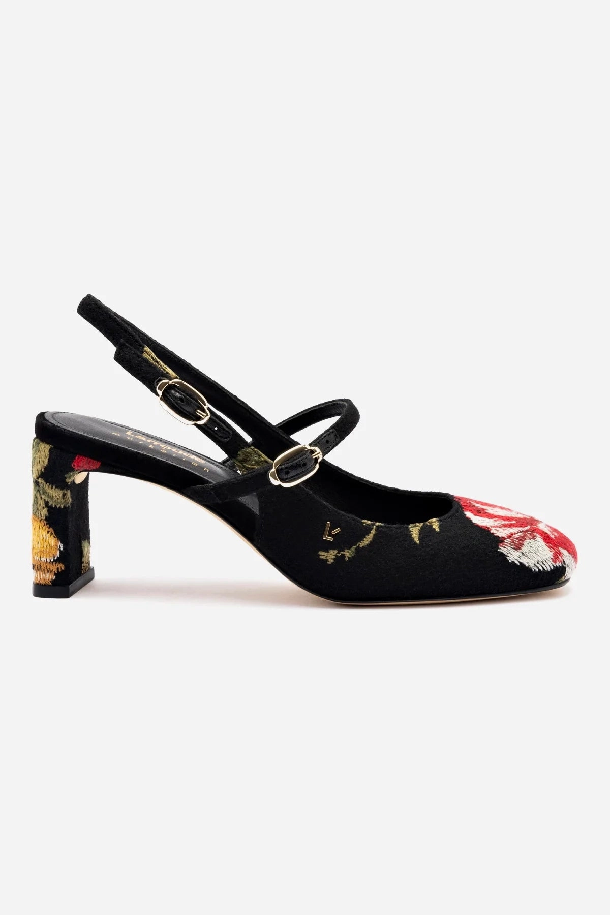 Canvas Larroud x Markarian Pump In Black Wool and Floral Embroidery