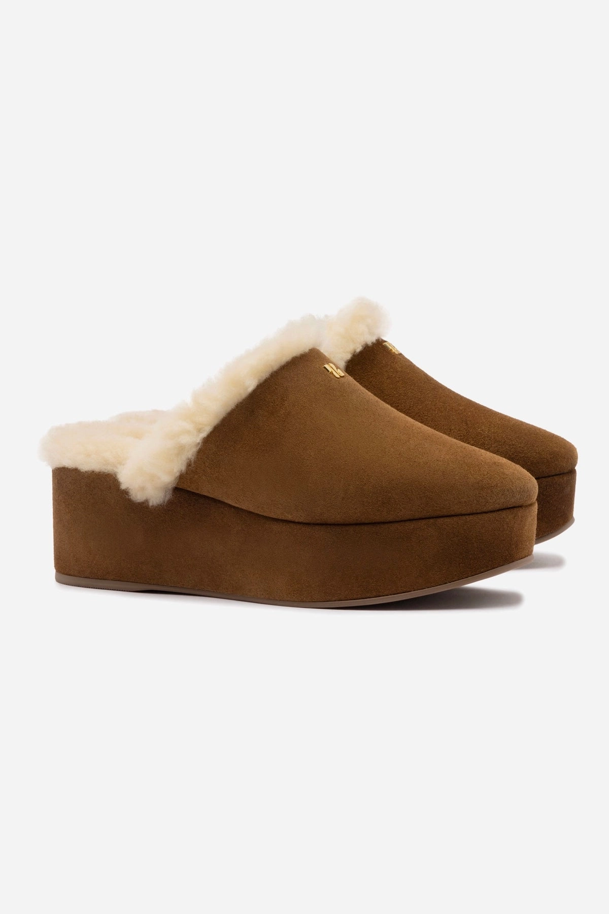 Feather Light Urban Stroll Freeze Grip Dani Flatform Mule In Russet Suede