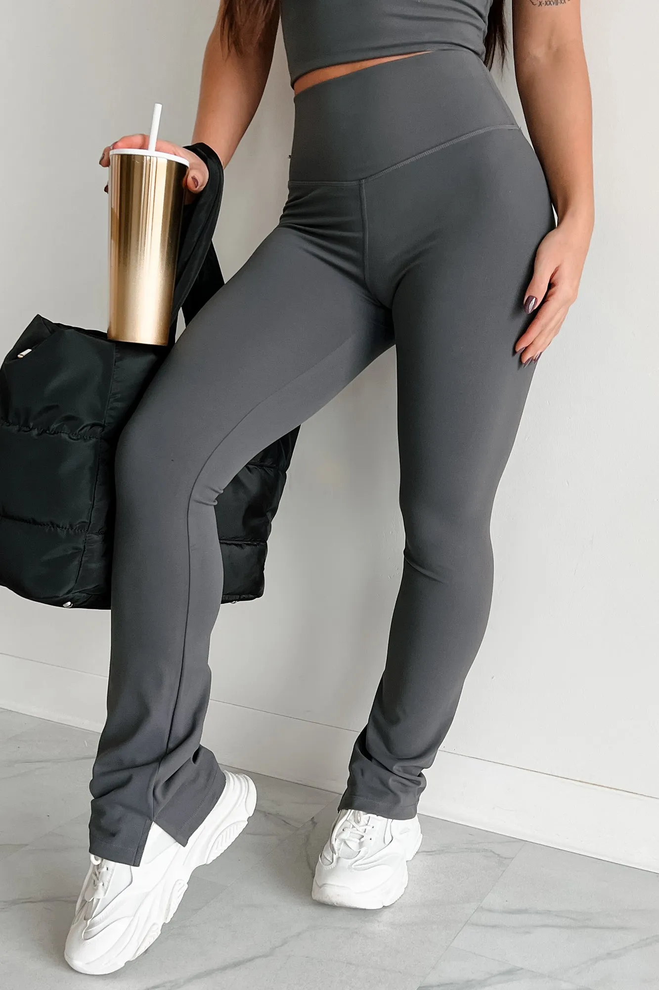 Good Habits Slim Flare Leggings (Charcoal) Relaxed Look