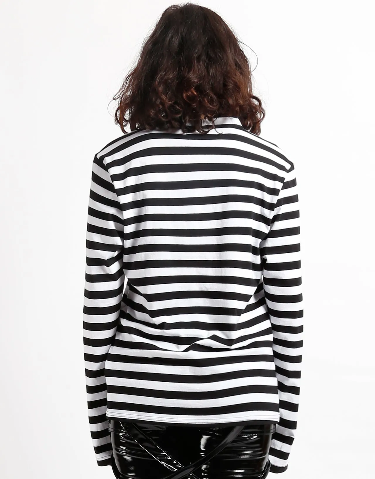 Reversible design SKULL STRIPE KNIT TOP BLACK/WHITE