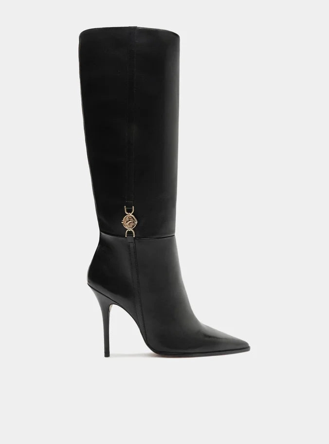 Neutral Base Penny Leather Stiletto Boot