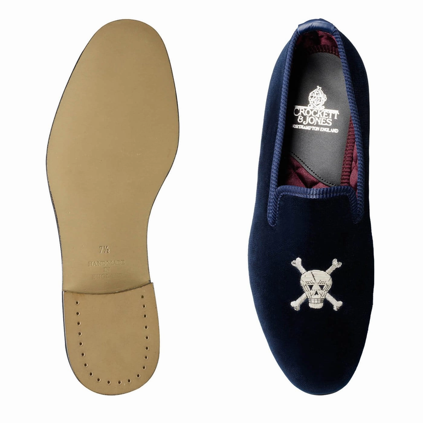 Skull & Crossbones Navy Velvet foldable Stretchable Upper