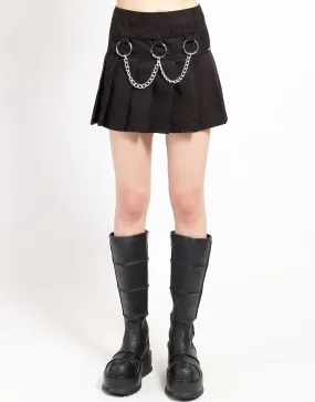 Distressed finish Non Clip MARY CHAIN PLEATED SKIRT BLACK