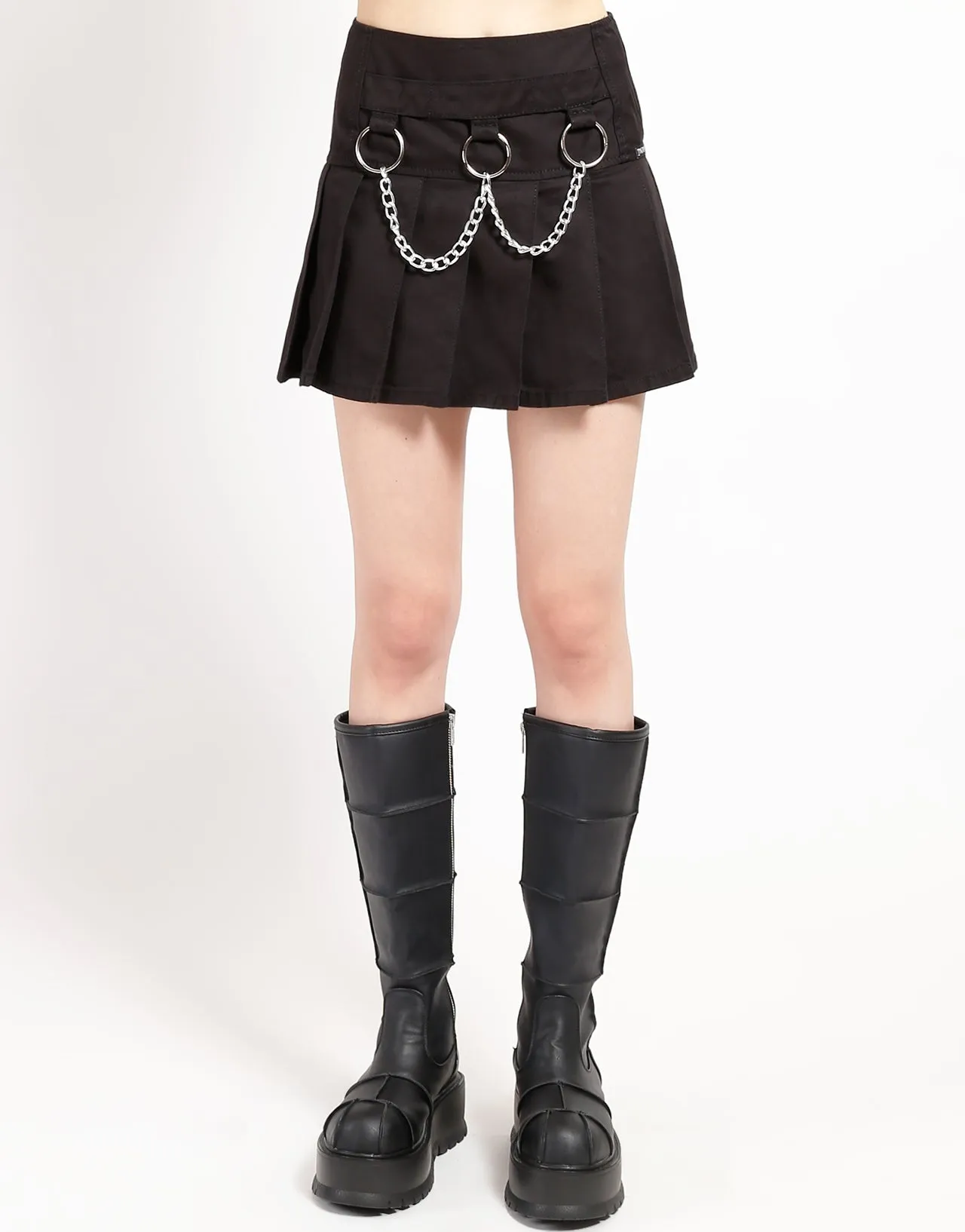 ExtendedSizeRange Breath Friendly MARY CHAIN PLEATED SKIRT BLACK