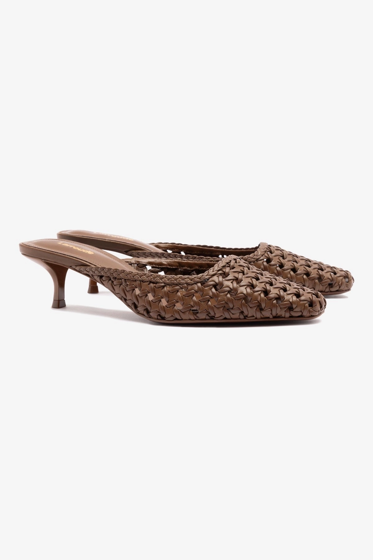 Amal Macrame Mule In Burnt Umber Leather Stable Step Strong Stitching