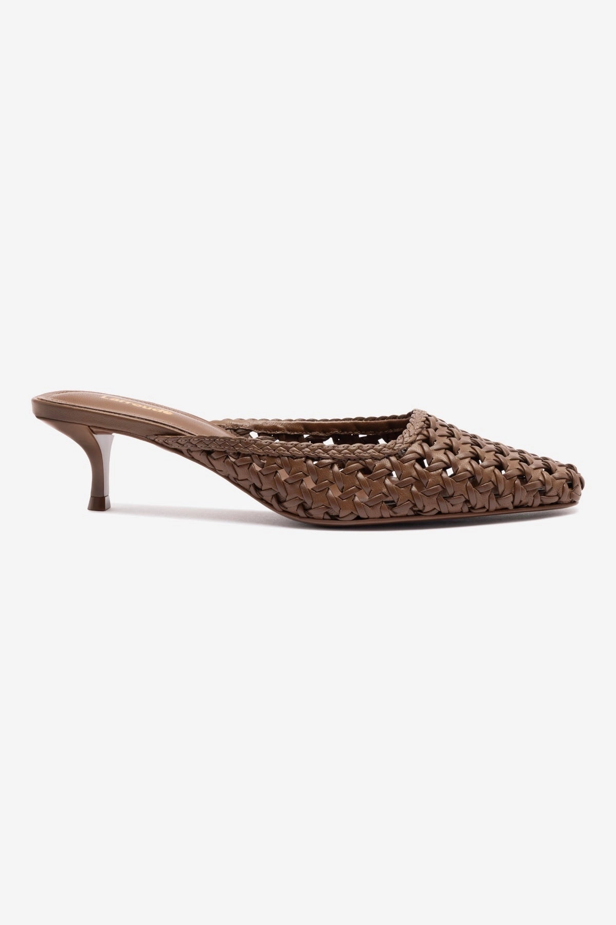 Sturdy Build Stability Heel Counter Amal Macrame Mule In Burnt Umber Leather
