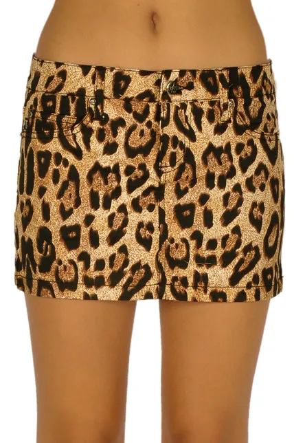 Mini Skirt Leopard Print Timeless Look Casual Comfort Fit