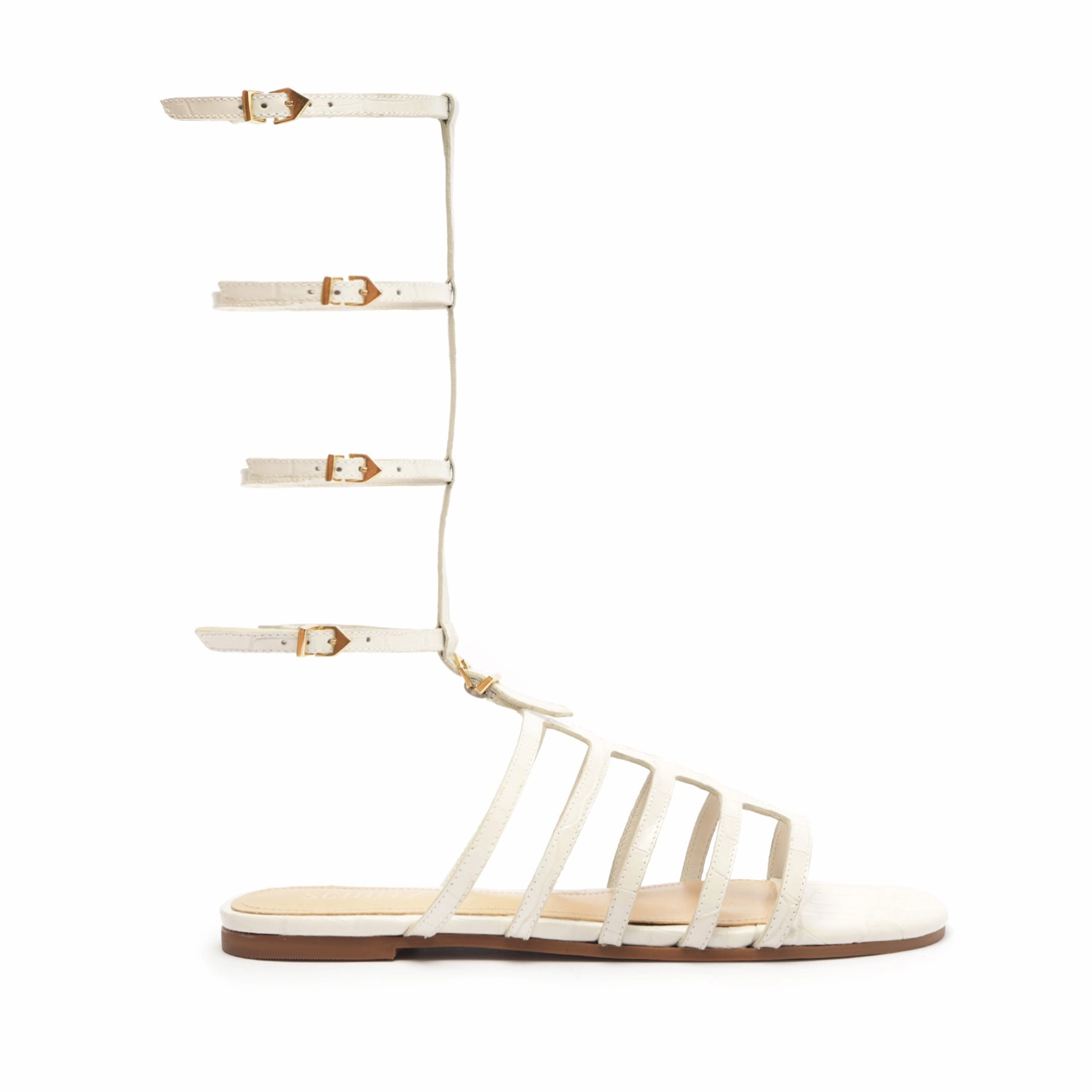 Star Mood Hayden Crocodile-Embossed Leather Sandal