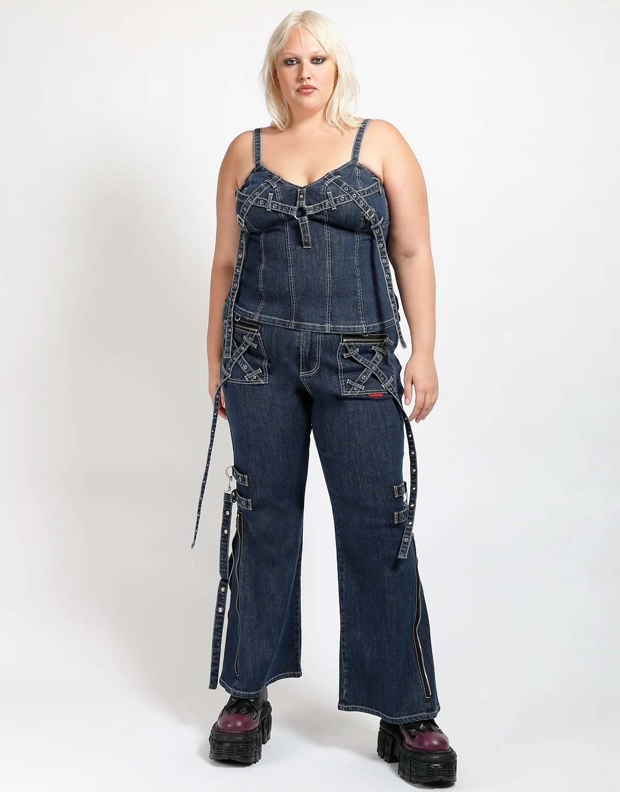Wrinkle Resistant Treatment DurableZipper CURVE X-DENIM CORSET