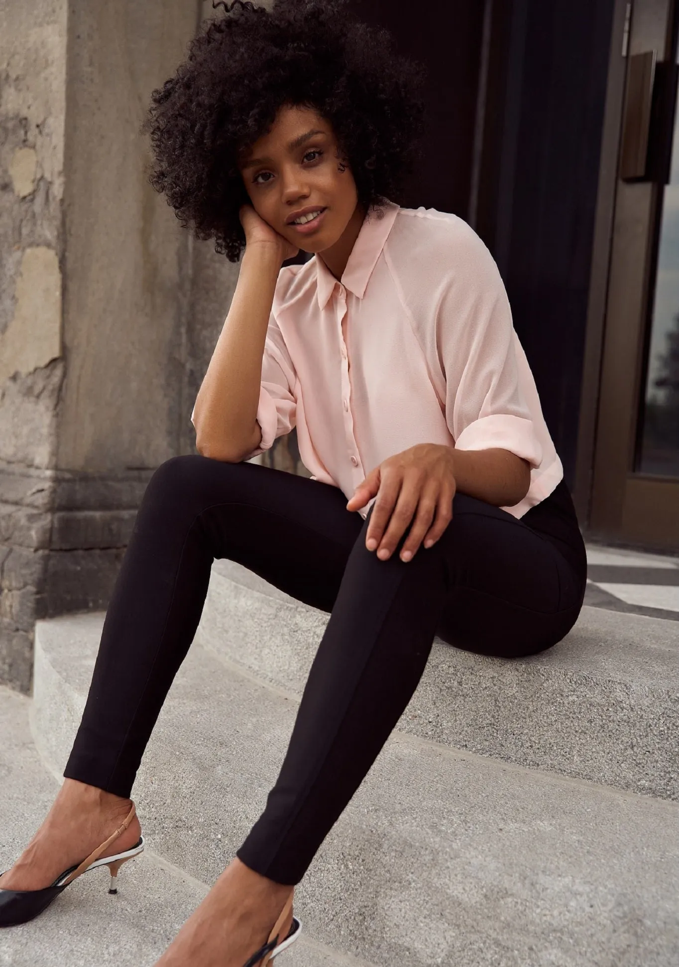 All Day Comfort Slim Fit Shirt Jessica Black Biker Pant With Side Pockets