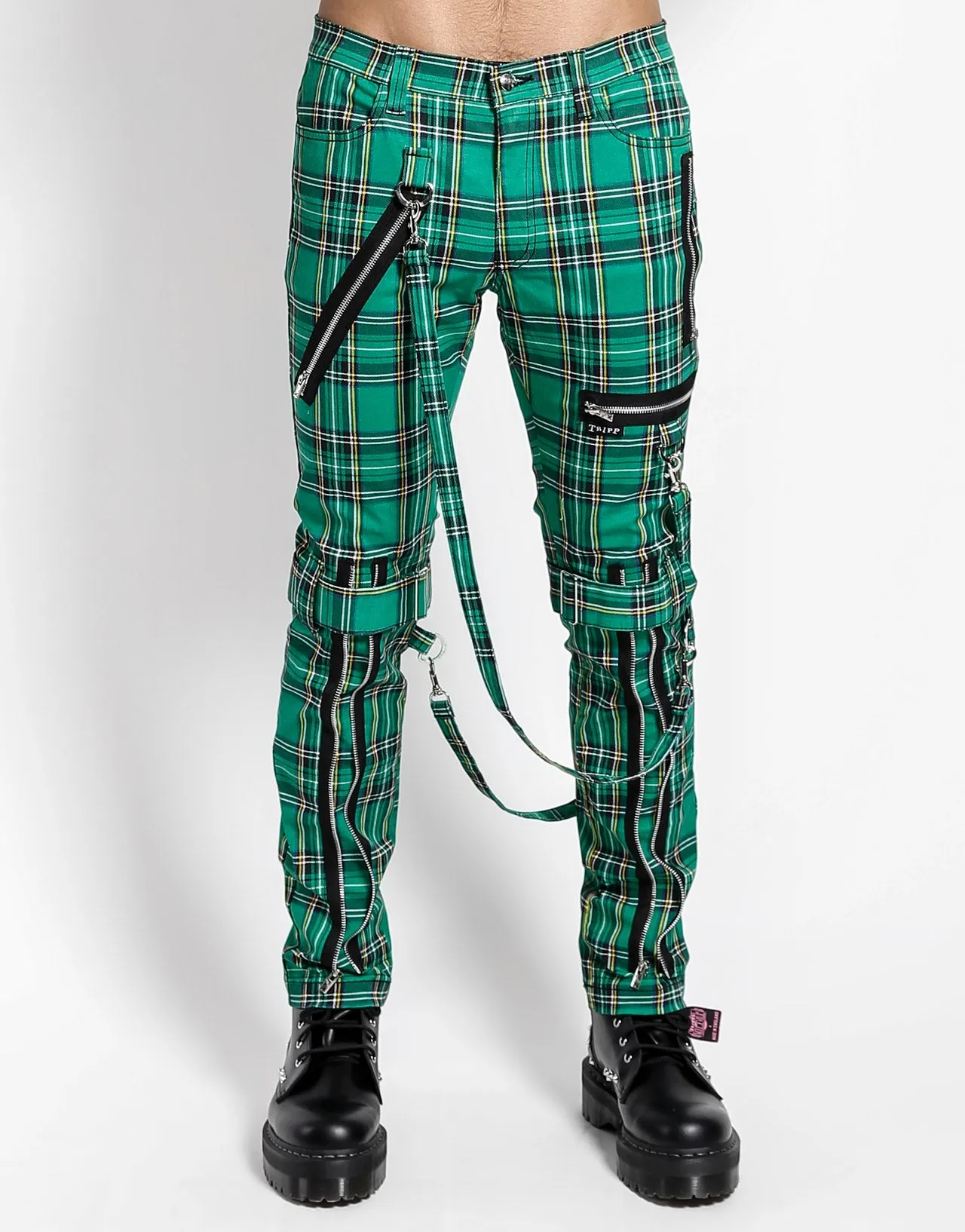 Casual Stretch Wear BONDAGE PANT GREEN PLAID