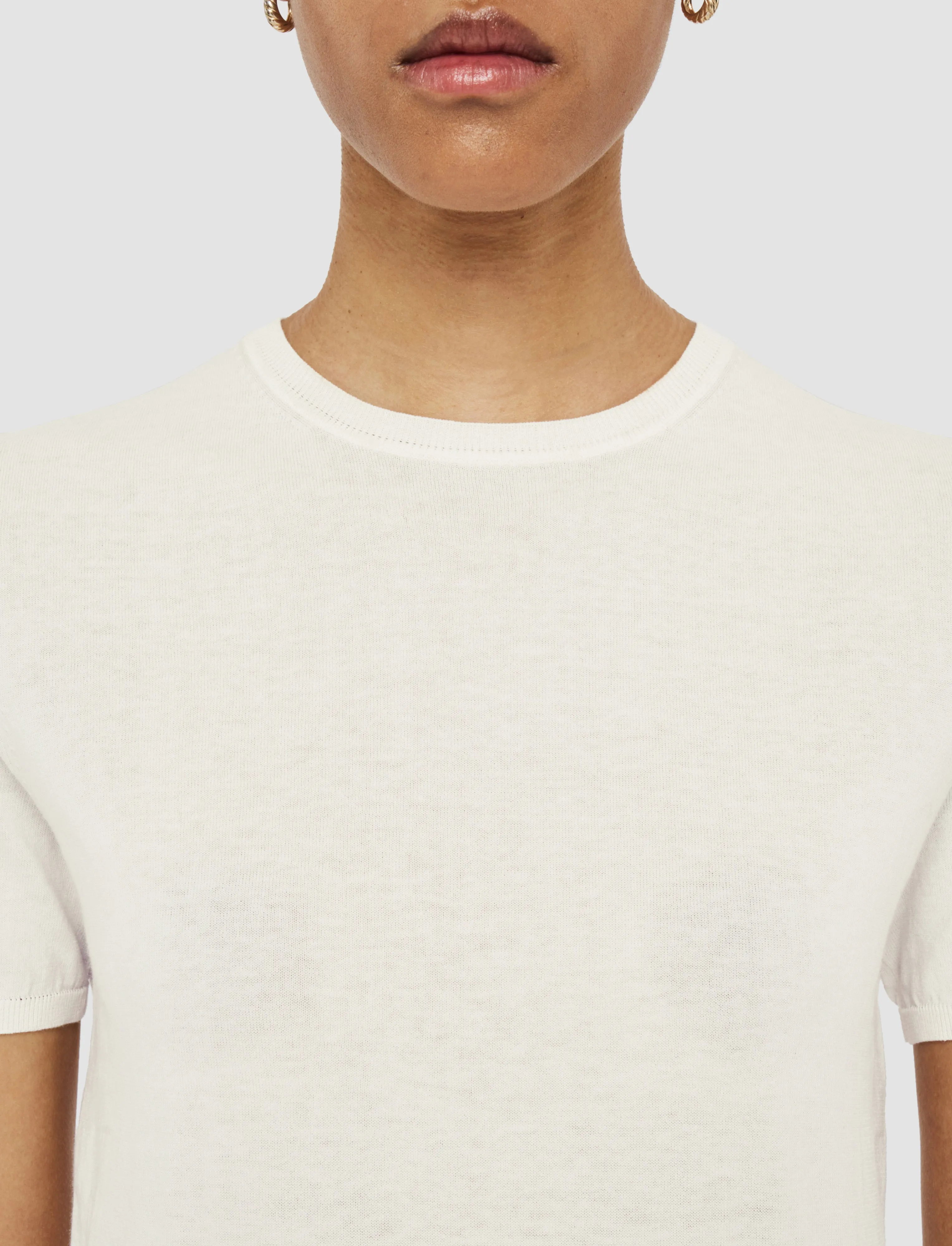 Luminous Thread Accents Silk Cotton Knit Top