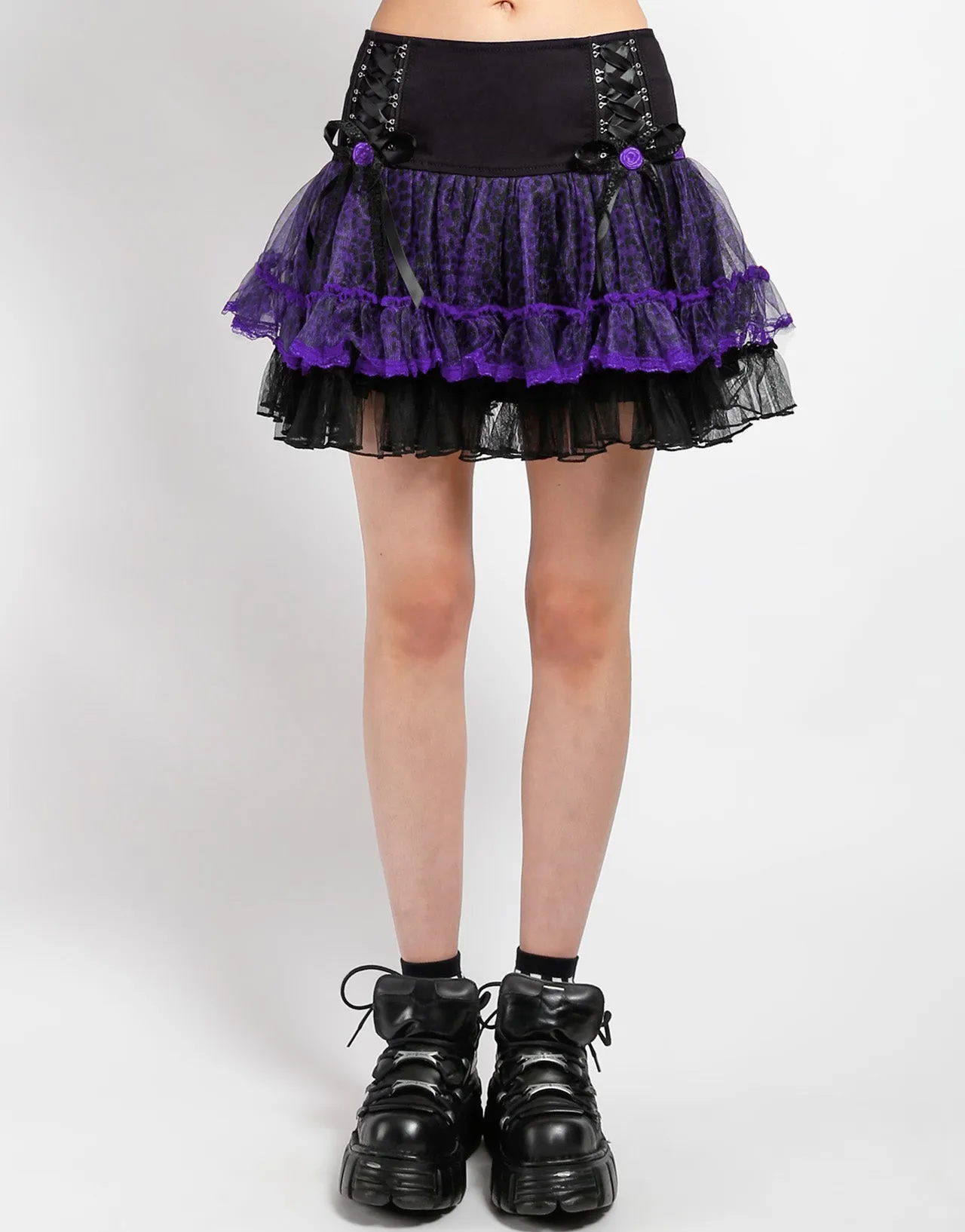 Low Bulk Material TUTU SKIRT PURPLE LEOPARD