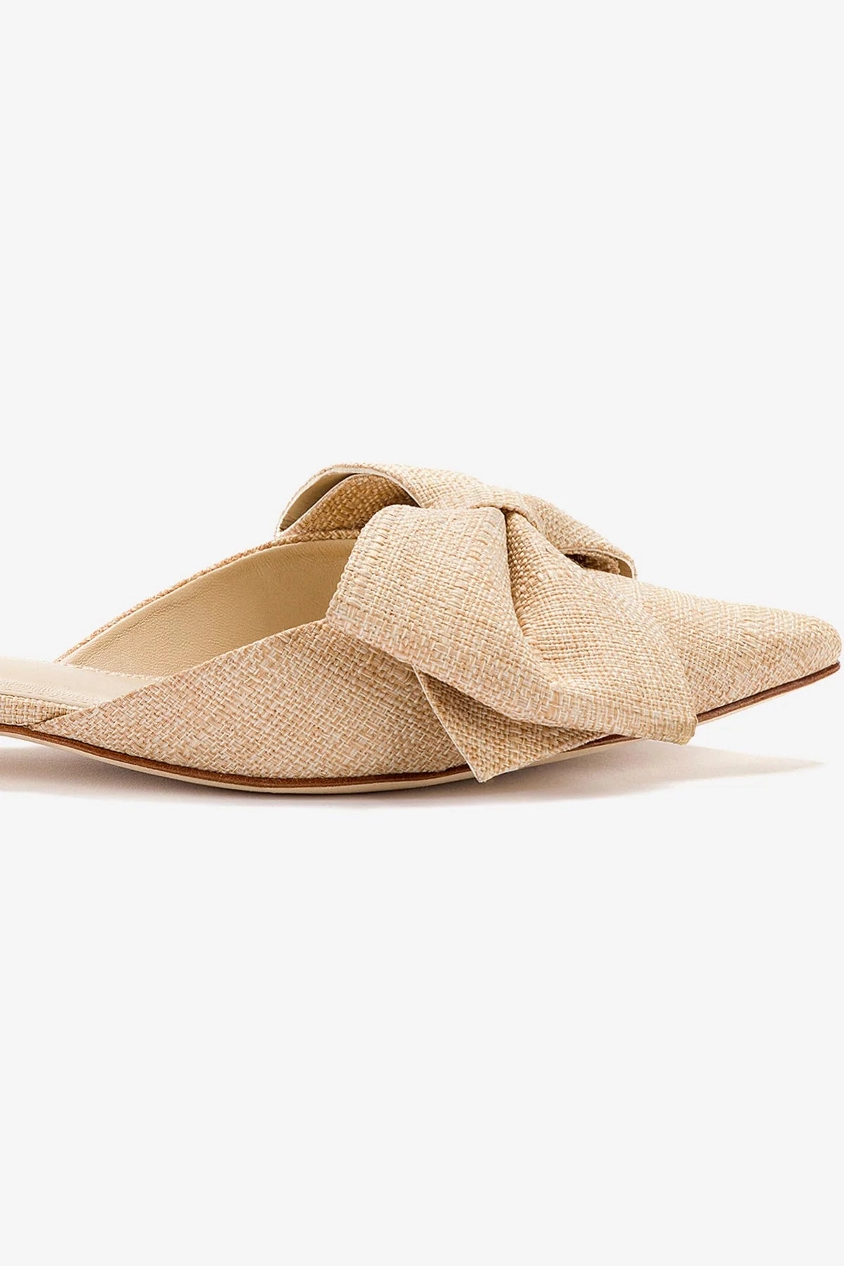 Elle Flat Mule In Beige Raffia Work Ready