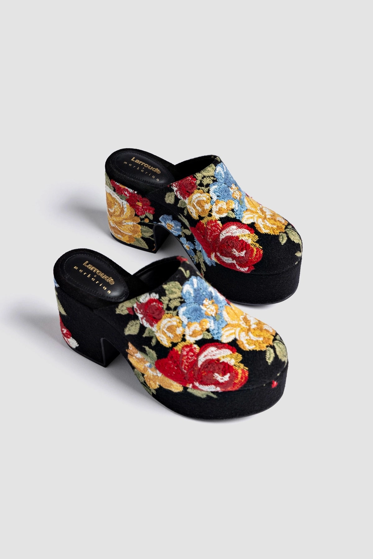 Larroud x Markarian Miso Clog In Floral Embroidery Black Fabric Ultra Light Cushioning Lightweight Form Rainy Day