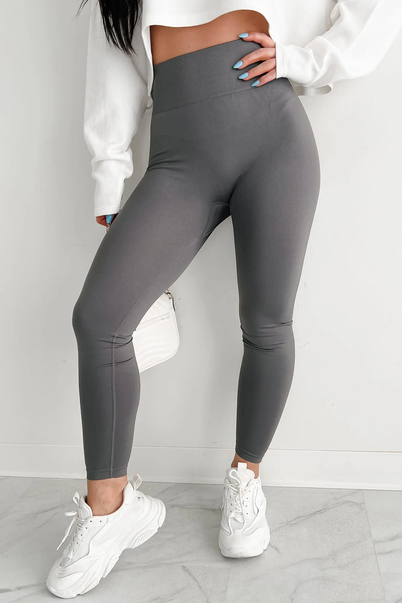 Cozy Touch Office Friendly Endless Motion Seamless High Rise Leggings (Cool Grey)