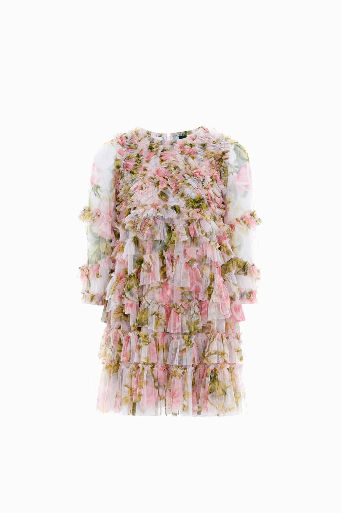 English Rose Ruffle Kids Dress AntiBacterial Coating Cozy Layer