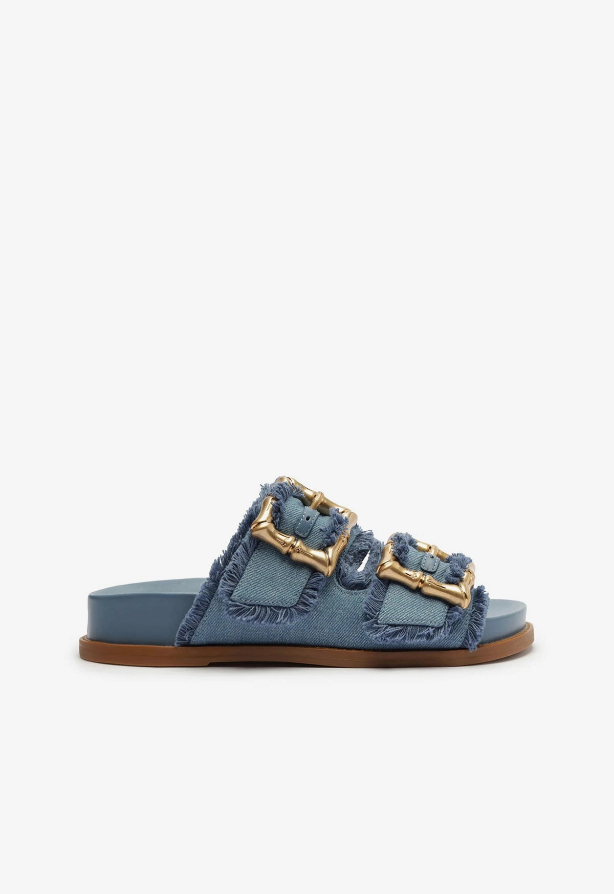 Enola Sporty Denim Sandal Gold Tone Kind Step