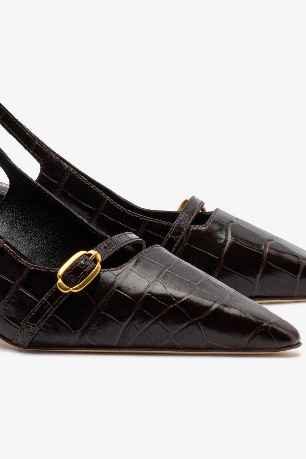 Ines Pump In Croco Brown Leather Cushioned Insole Technology Carry Easy