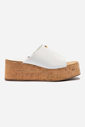 Bold Tone Low Arch Charli Mule In White Patent Leather