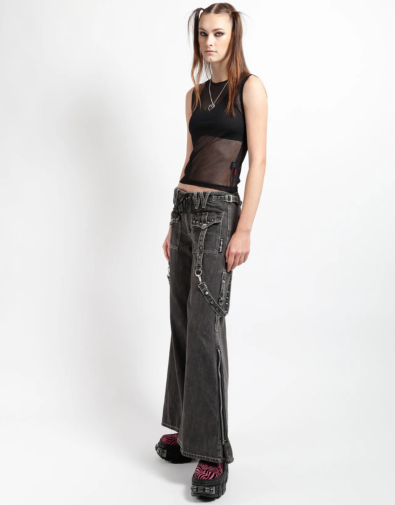 STUDDED POWER PANT BLACK DENIM No Iron