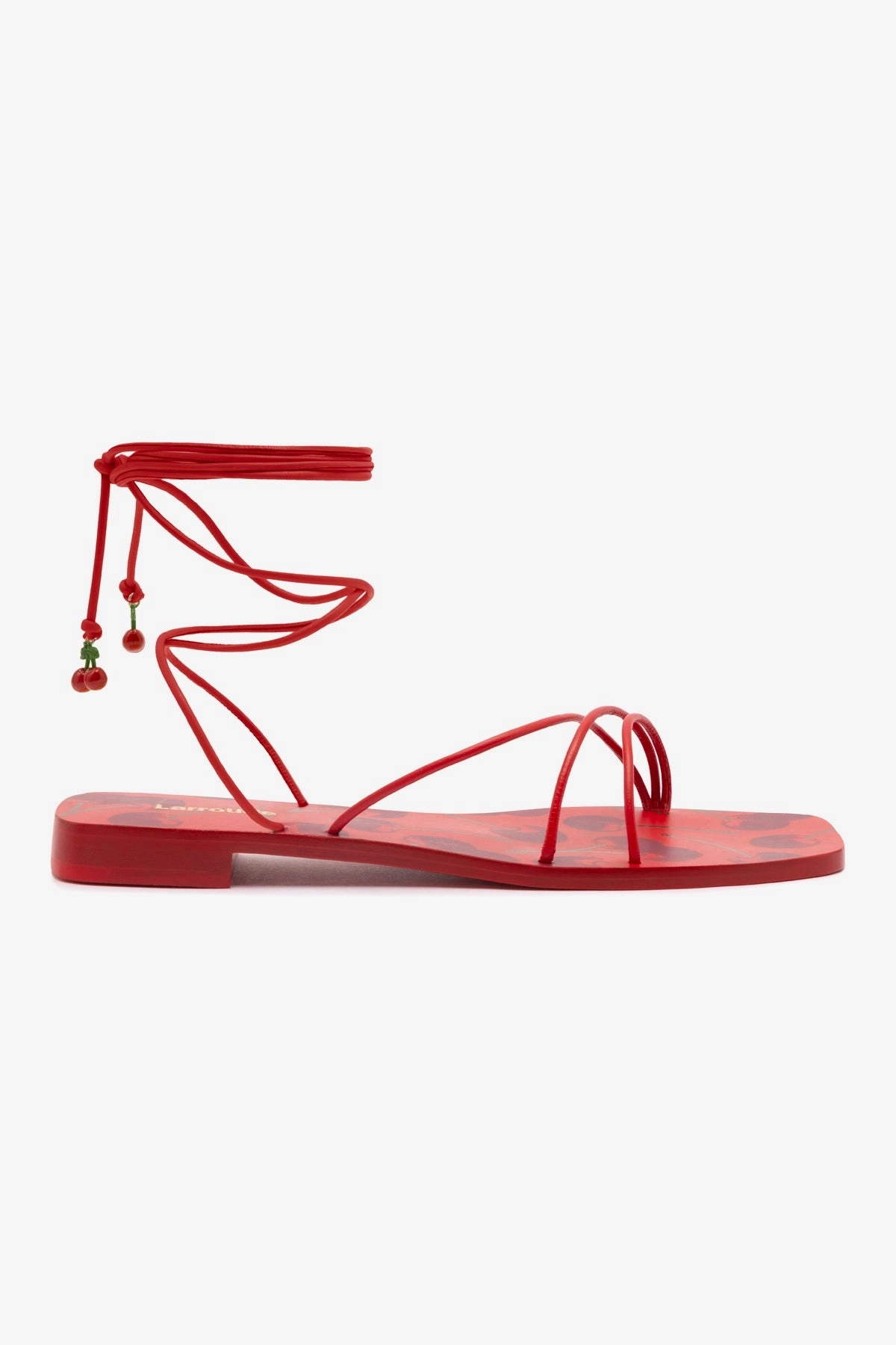 Peak Step Nadia Flat Sandal In Scarlet Leather